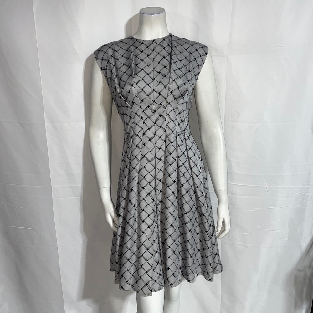 Lyn Devon Womens Silk Pleated Dress Sleeveless Black Gray Sz 2
